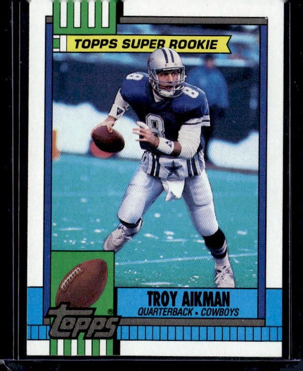 1990 Topps #482 Troy Aikman Disclaimer Back