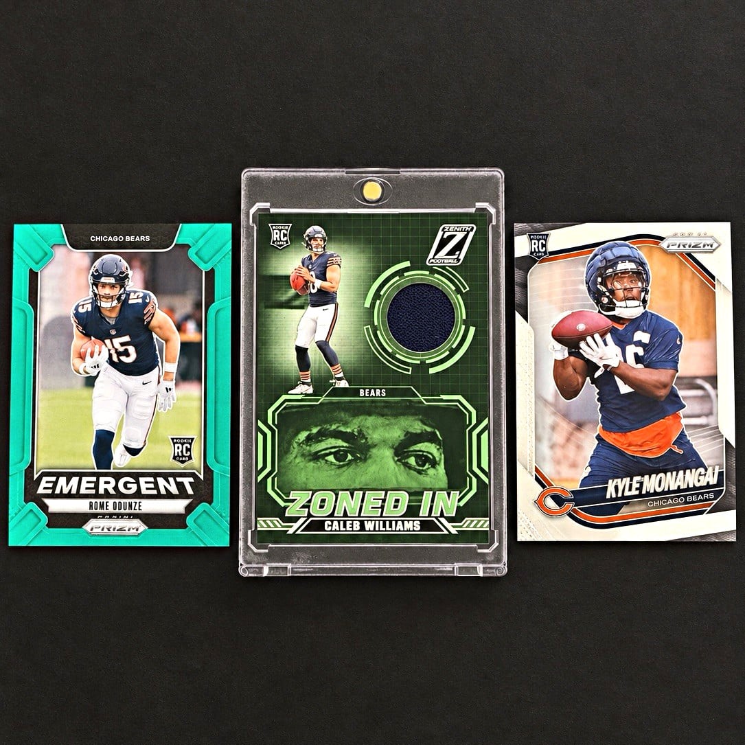 Chicago Bears 3 Card Rookie Lot - Williams/Odunze/Monangai
