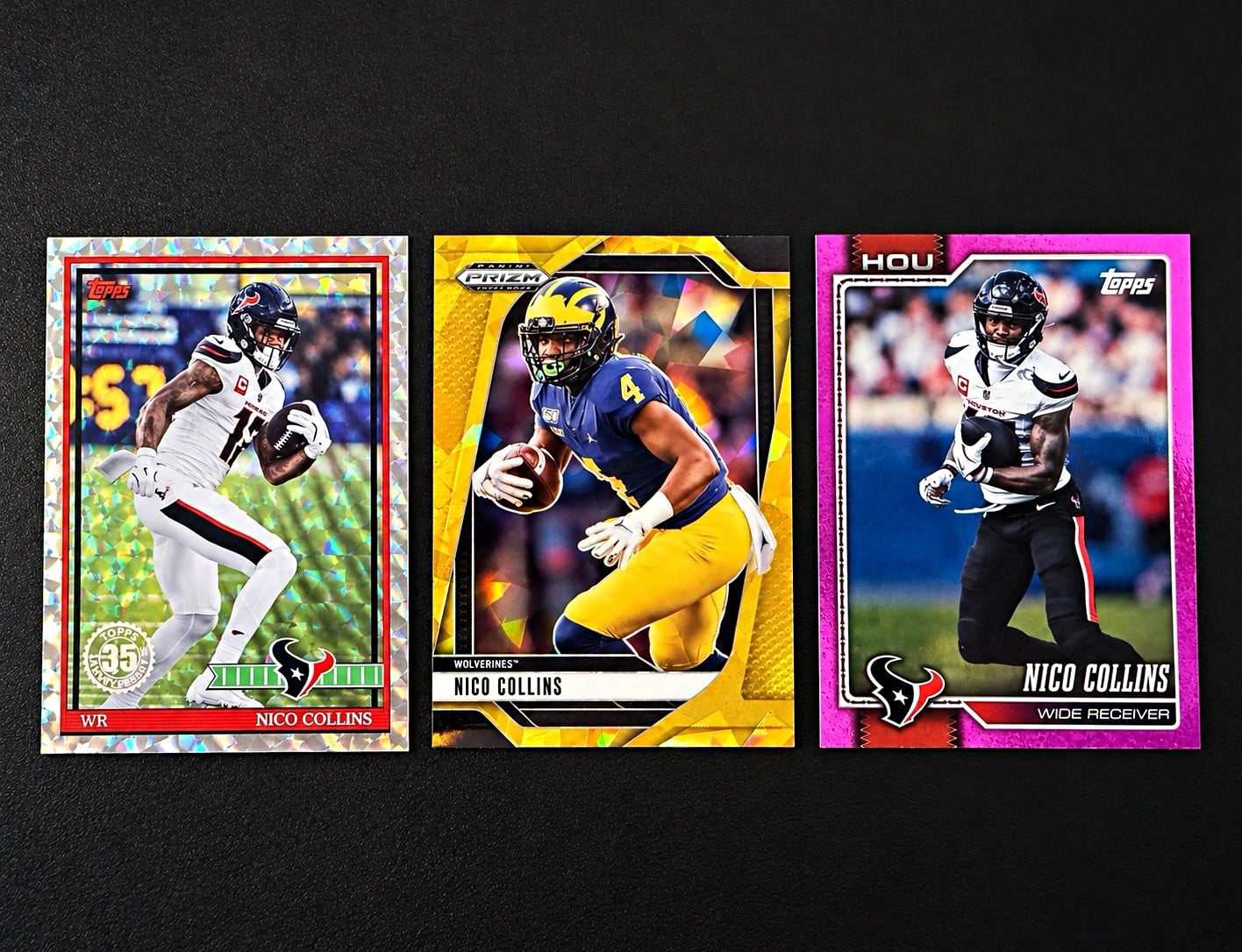 Nico Collins 3 Card Lot - Topps & Panini Prizm Draft Picks Holographic