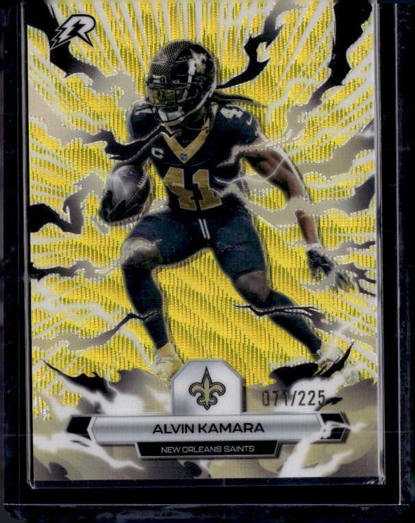 2025 Topps Resurgence #70 Alvin Kamara Yellow Surge Refractor #/225