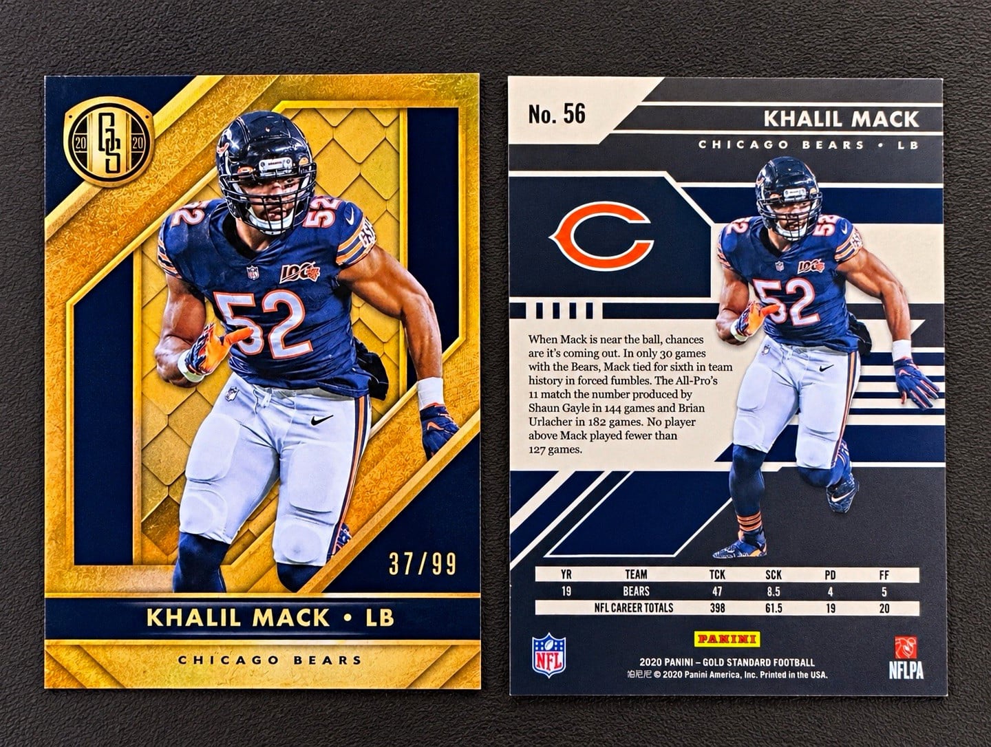 Khalil Mack Gold /99 Panini 2020 #56 Chicago Bears