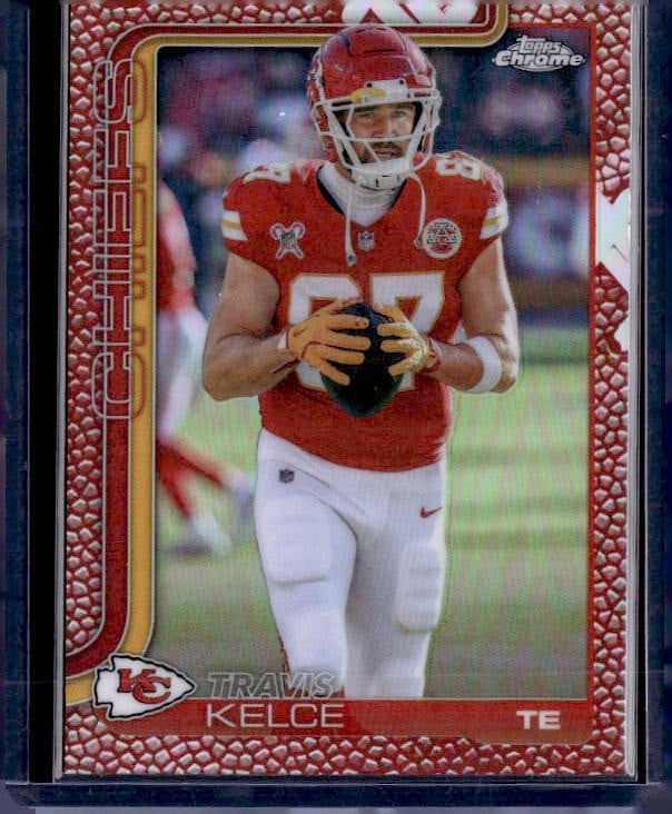 2025 Topps Chrome #150 Travis Kelce Football Leather Refractor