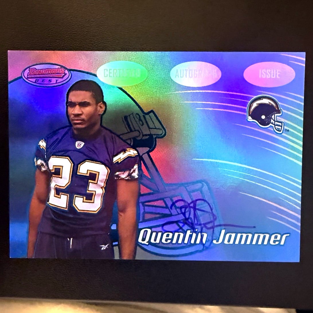Autographed Topps 2002 Bowman's Best Quentin Jammer Chargers #158 /399