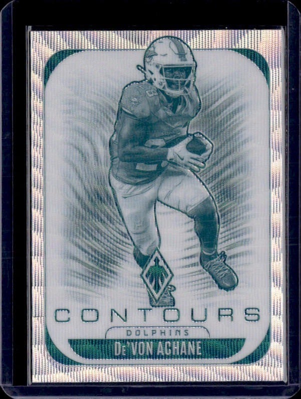 2025 De'Von Achane Contours Silver Hyper Prizm #/299