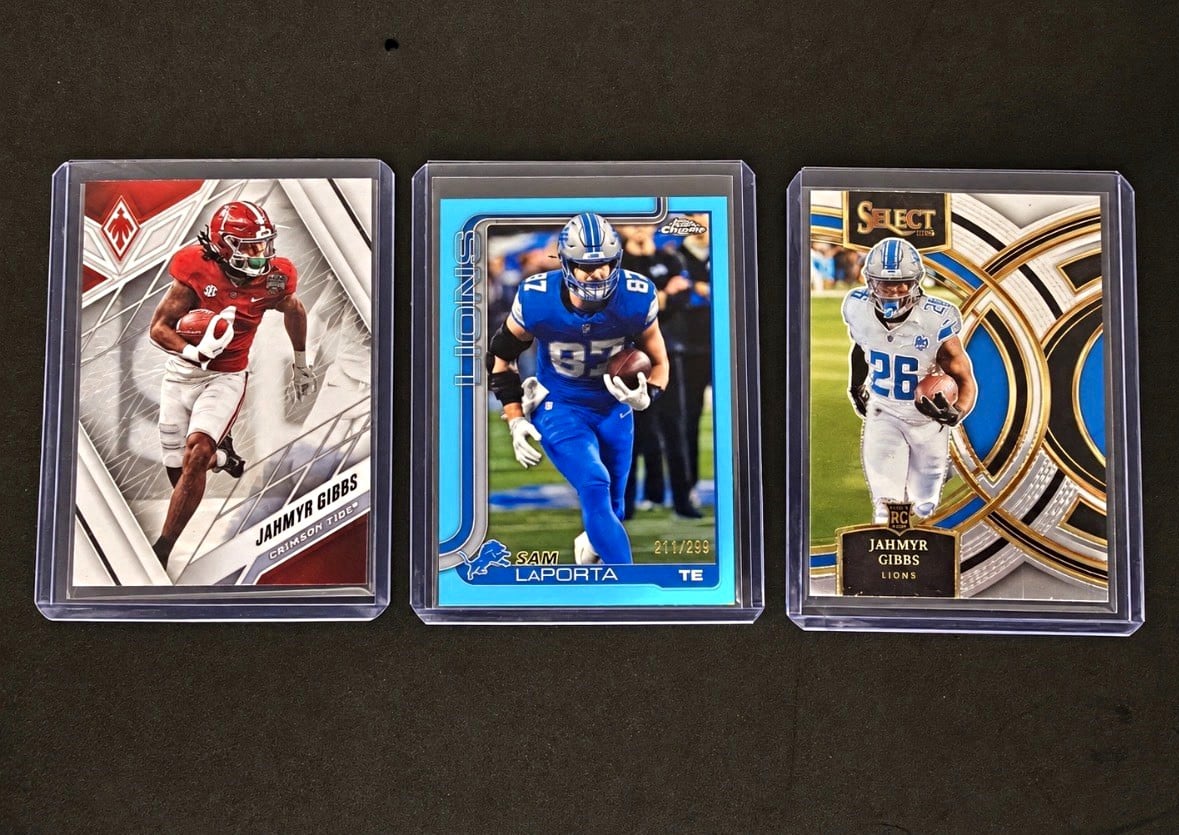 Detroit Lions 3 Card Lot - Jahmyr Gibbs (2 RC) & Sam LaPorta RC #/299