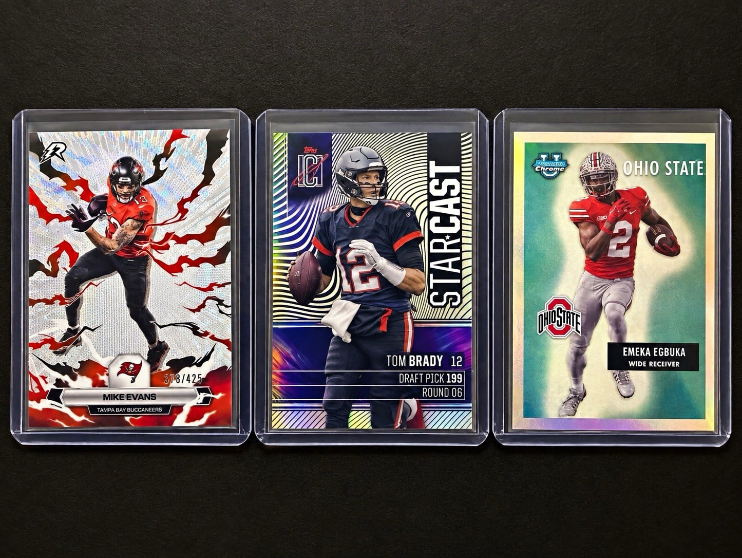 Tampa Bay Bucs 3 Card Lot - Brady Starcast, Evans #/425, Egbuka RC