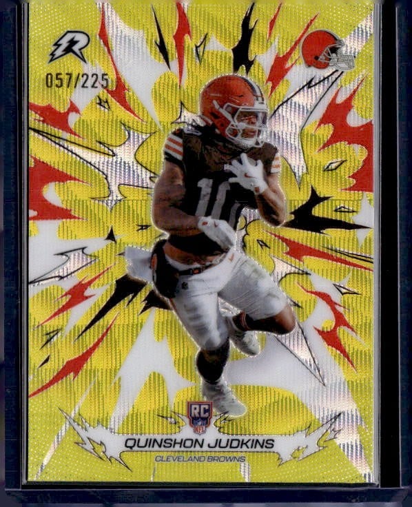 2025 Topps Resurgence #122 Quinshon Judkins Yellow Surge Refractor #/225