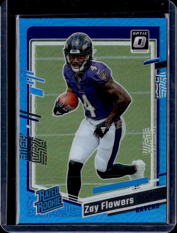 2023 Zay Flowers Donruss Rated Rookie Optic Aqua #/299
