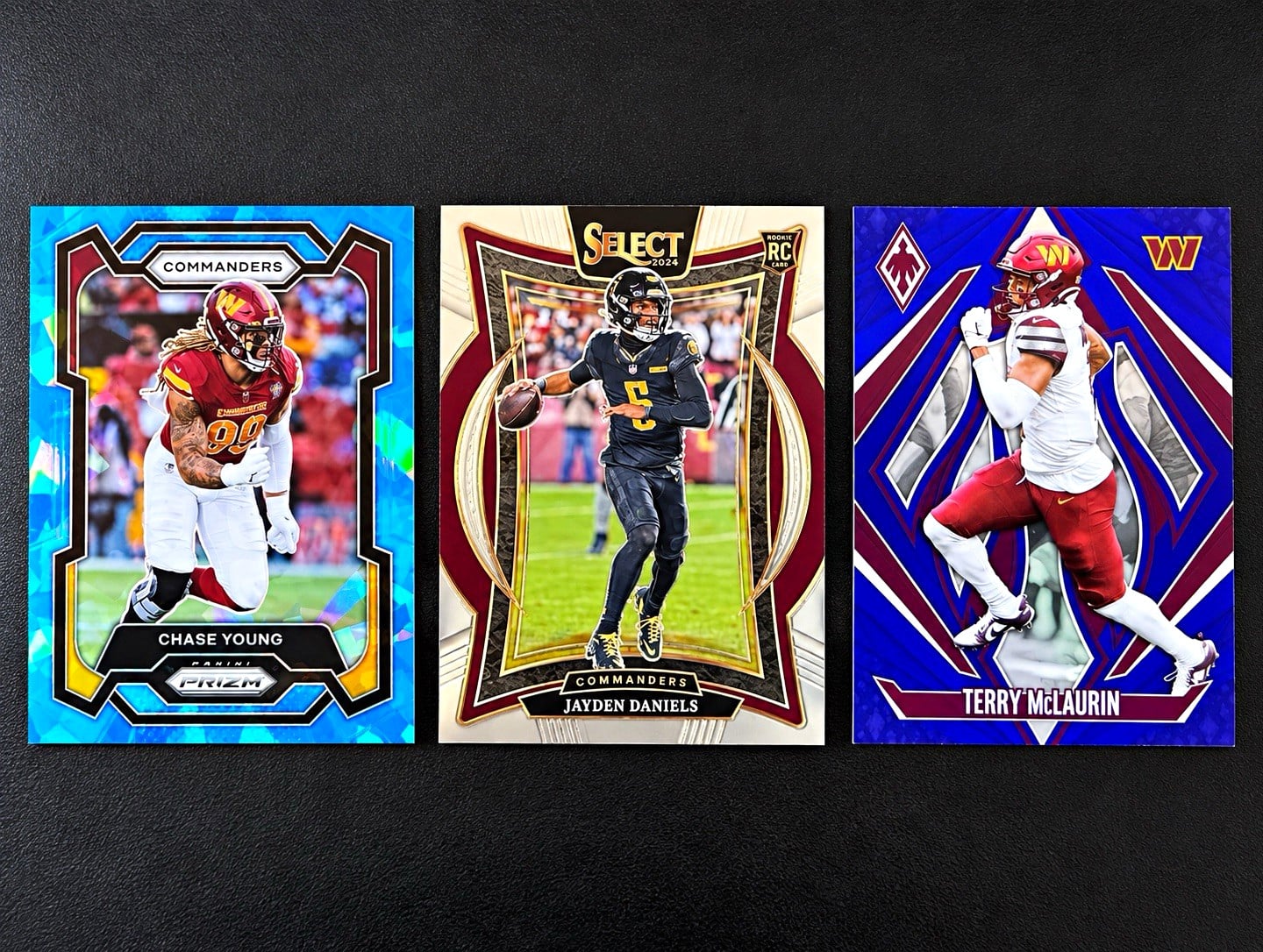 Commanders 3 Card Lot - Chase Young #/99, Jayden Daniels RC, McLaurin #/50 🔥