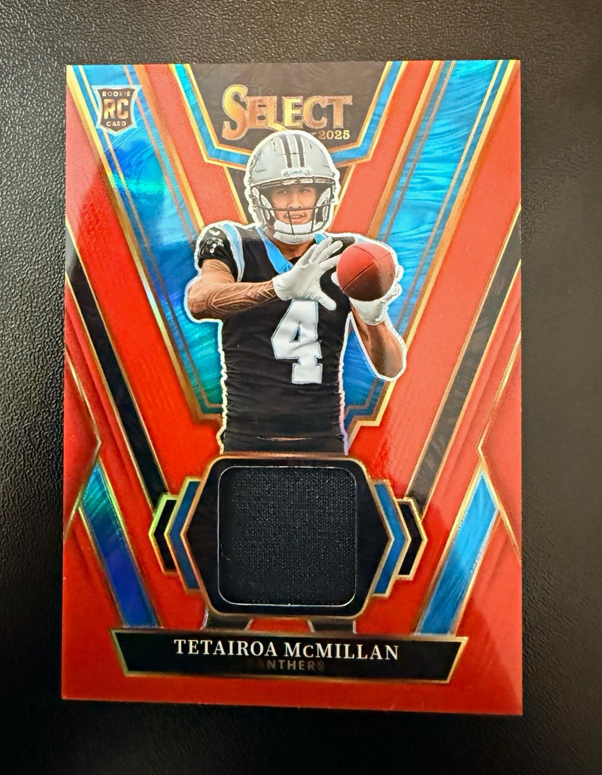 Tetairoa McMillan 2025 Panini Select Rookie Swatches Red Prizm #RSW-TMN